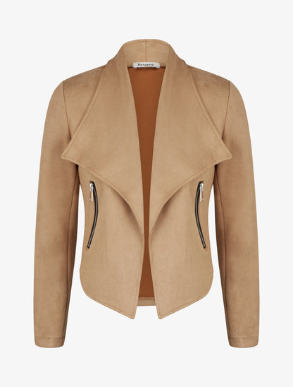 Veste suédine coupe droite - Camel clair