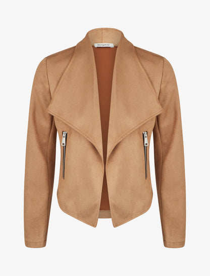 Veste en suédine coupe droite - Camel