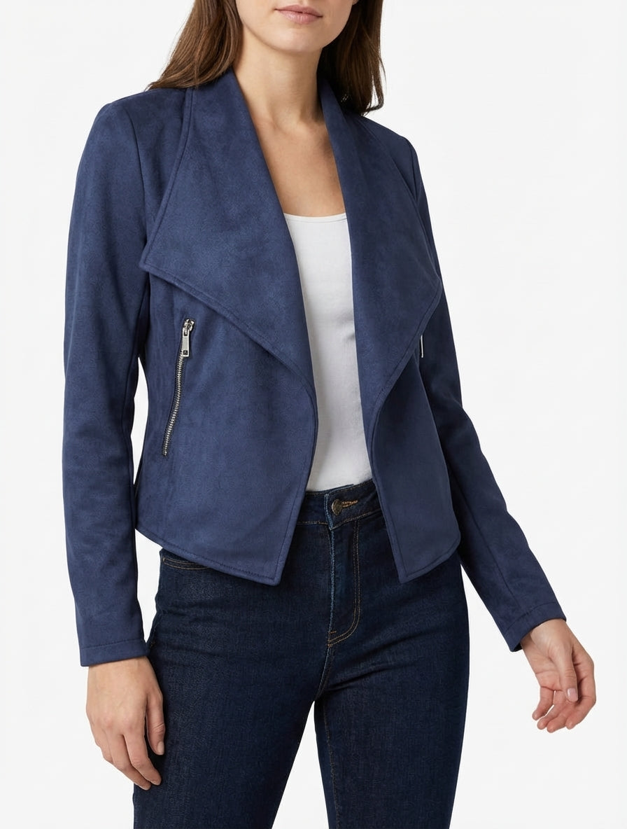 Veste en suédine poches zippées - Marine