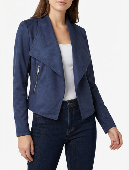 Veste en suédine poches zippées - Marine