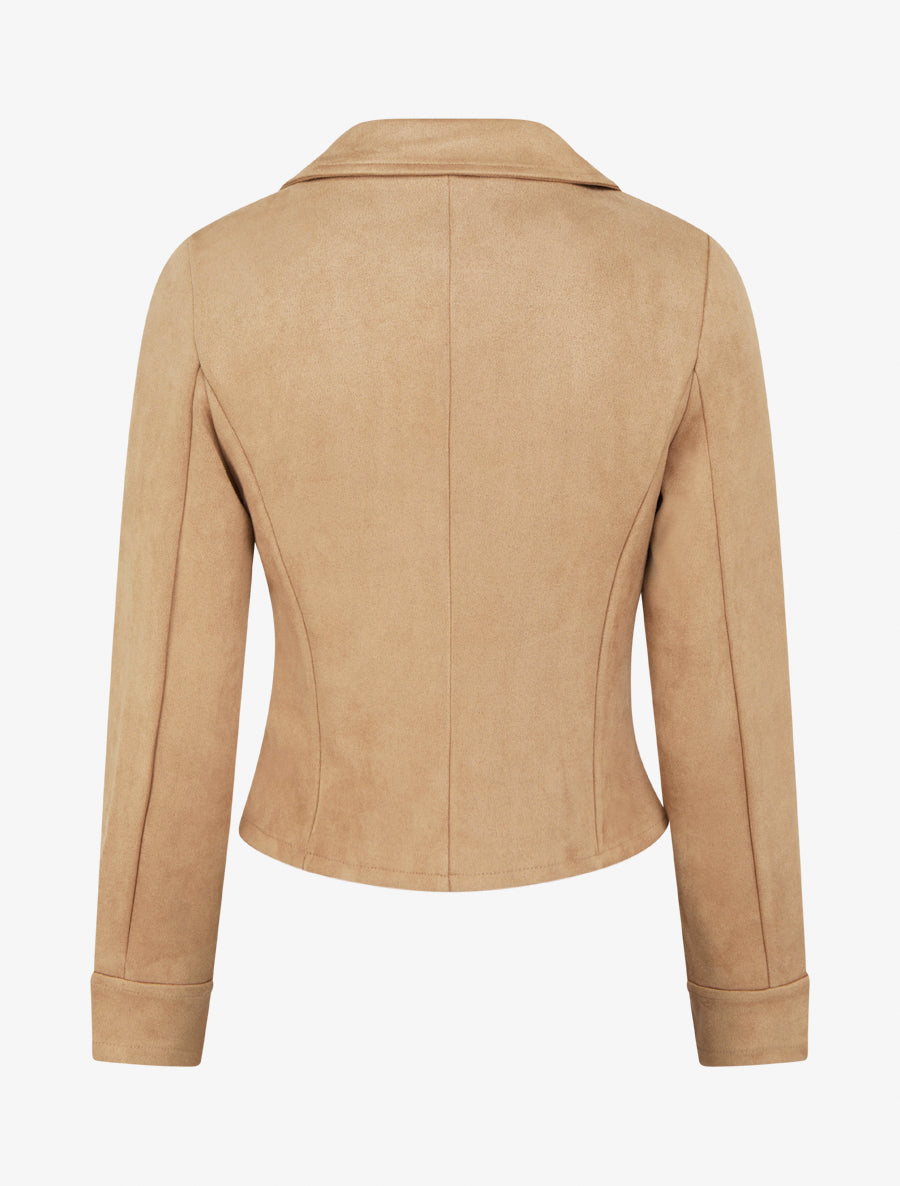 Veste en suédine à fermeture zippée - Camel clair - 2