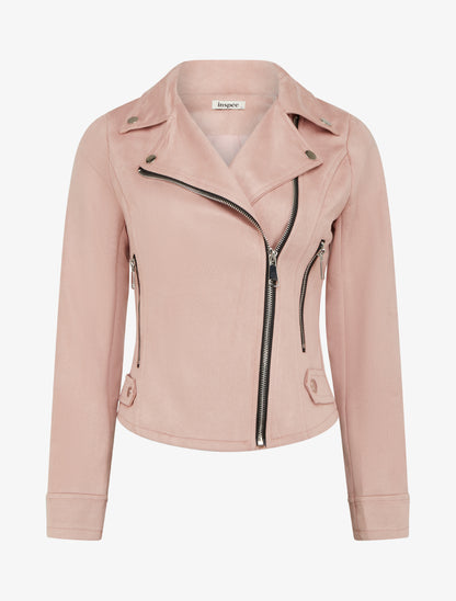 Veste en suédine à fermeture zippée - Rose - 1