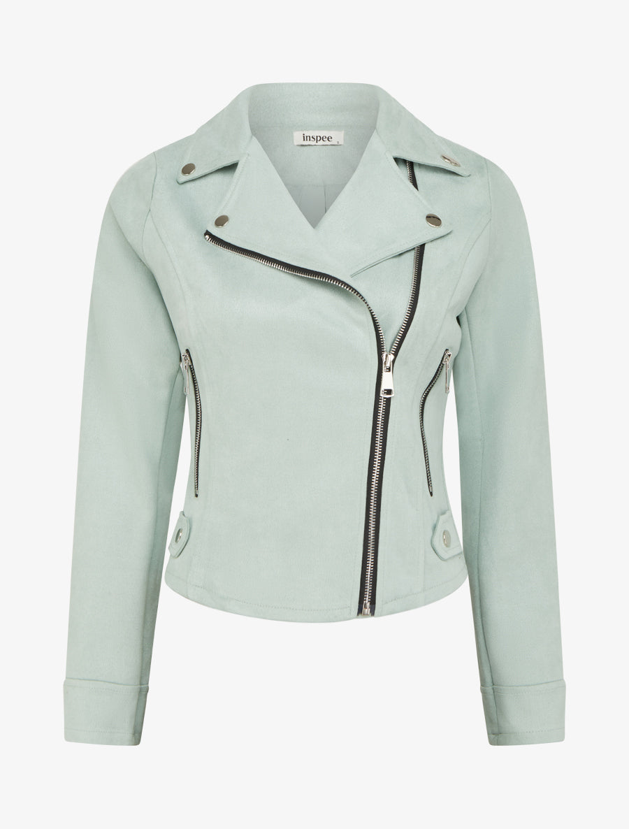 Veste en suédine à fermeture zippée - Vert d&