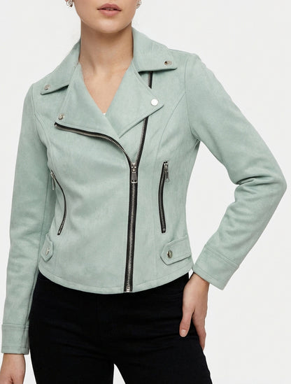 Veste en suédine à fermeture zippée - Vert d&