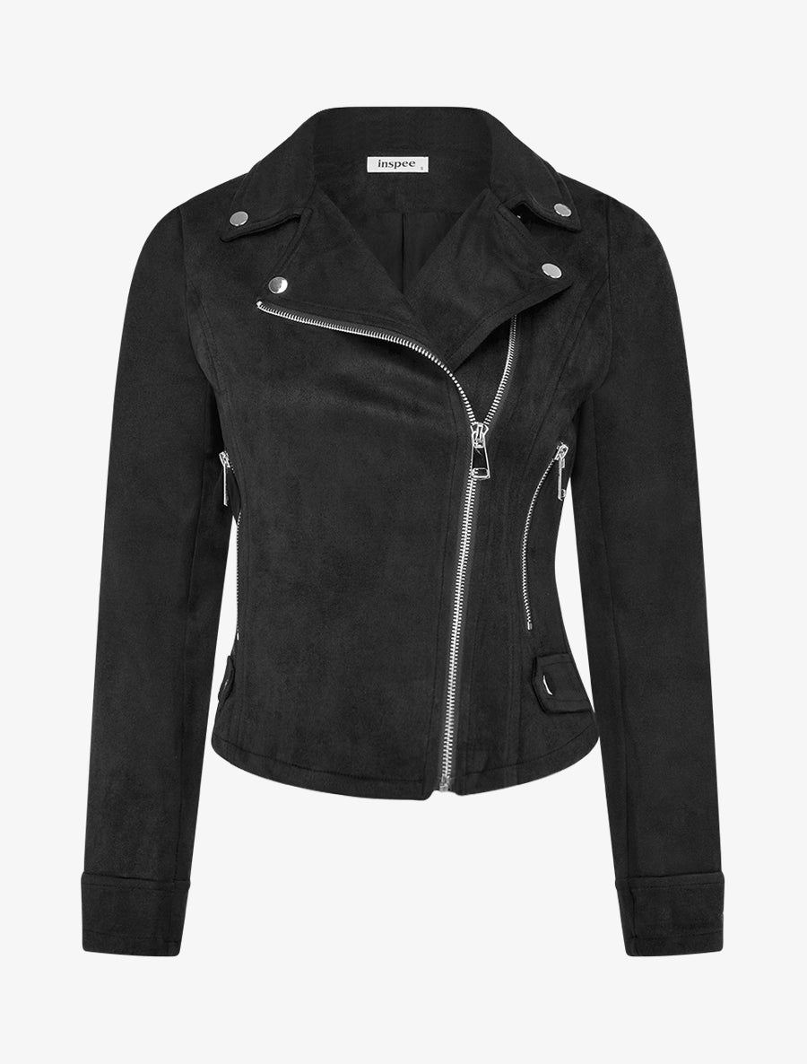 Veste en suédine à fermeture zippée - Noir - 1