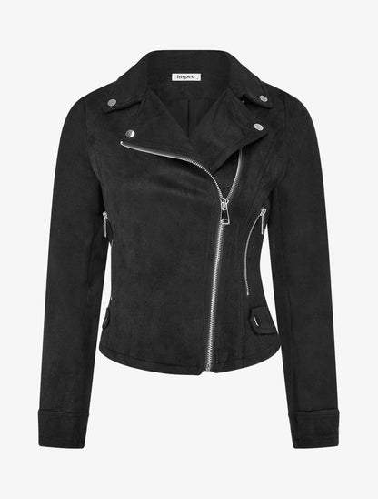 Veste en suédine à fermeture zippée - Noir - 1