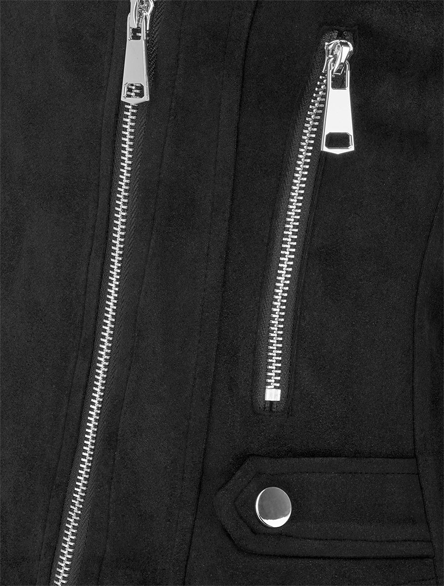 Veste en suédine à fermeture zippée - Noir - 3