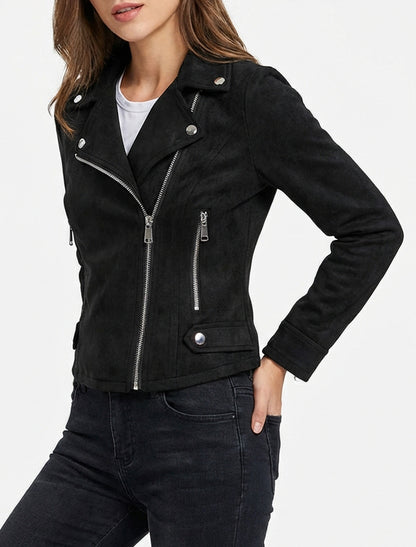 Veste en suédine à fermeture zippée - Noir