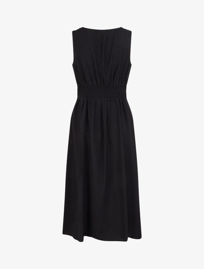 Robe longue sans manches à effet drapé - Noir - 2