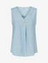 Top sans manches à col V boutonné - Bleu ciel - 1