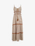 Robe longue à fines bretelles et broderie florale - Taupe - 1