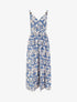 Robe longue à bretelles perlées et imprimé graphique - Bleu - 1