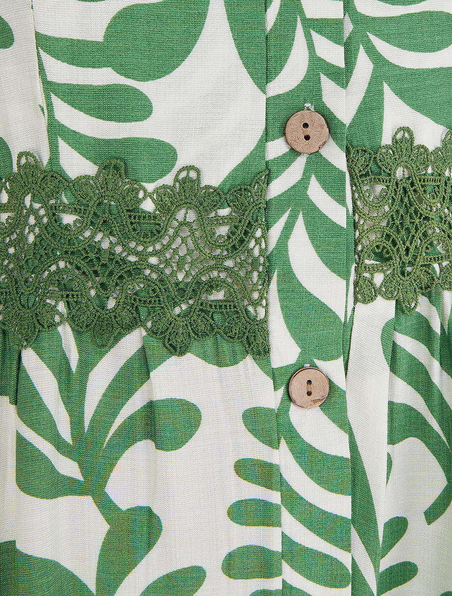 Robe évasée imprimé fantaisie - Vert - 3