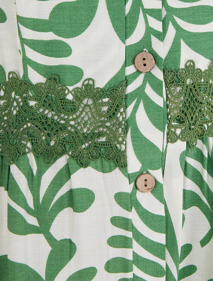 Robe évasée imprimé fantaisie - Vert - 3