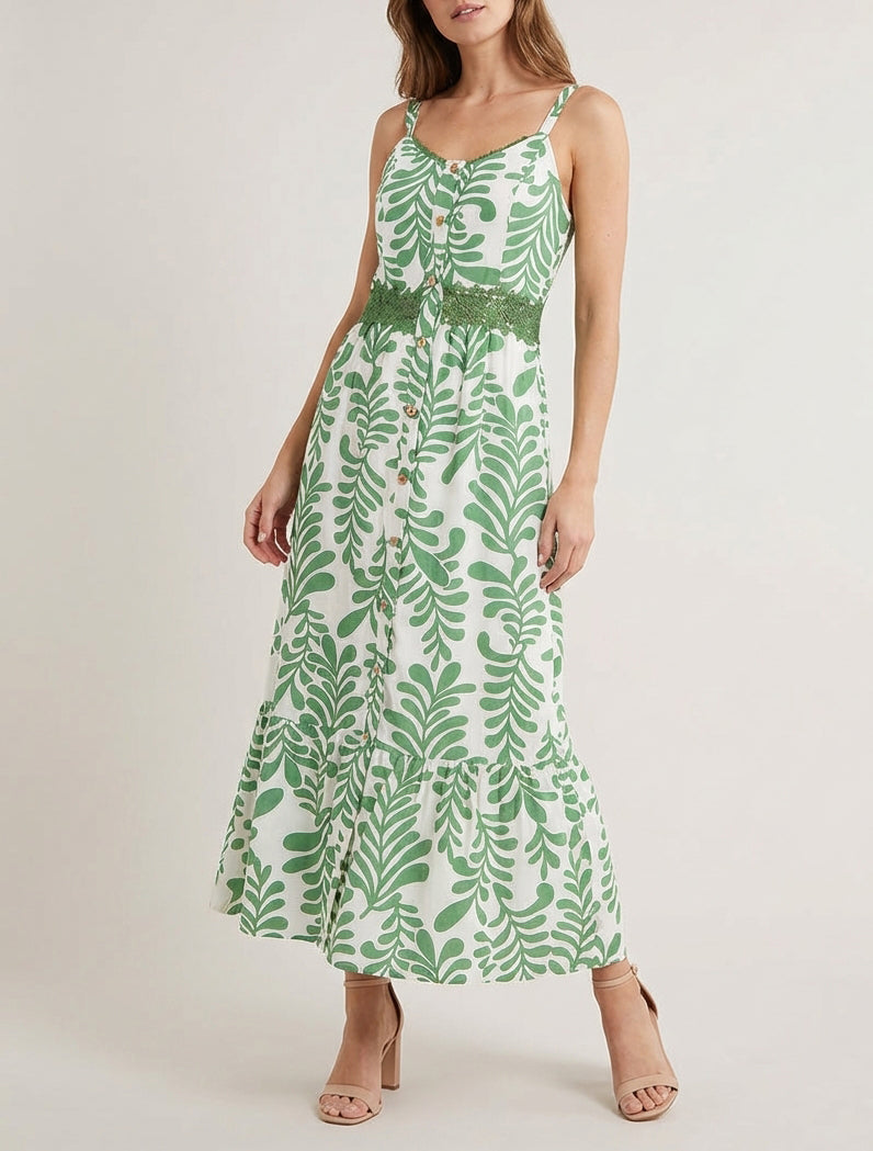 Robe évasée imprimé fantaisie - Vert