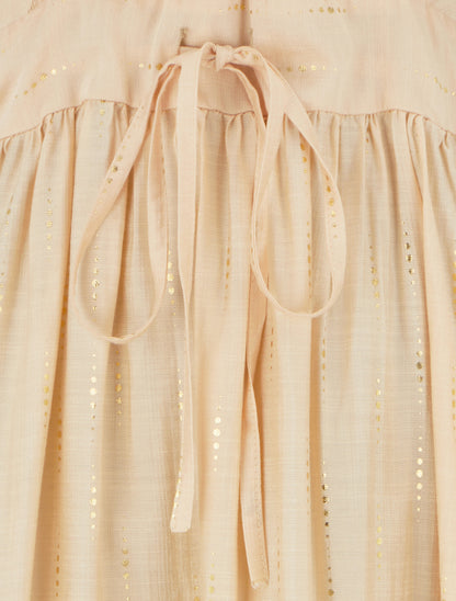 Robe élastiquée unie à détail irisé - Rose saumon - 3