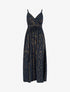 Robe élastiquée unie détail irisé - Bleu nuit - 1