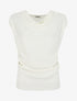 Top uni sans manches à col bénitier - Écru - 1