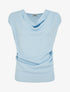 Top uni sans manches à col bénitier - Bleu ciel - 1