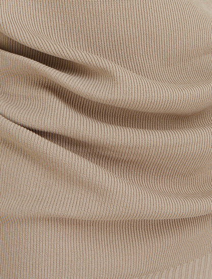 Top uni sans manches à col bénitier - Taupe - 3