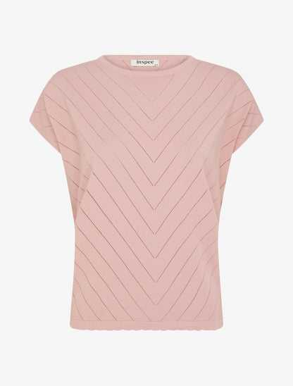 Top uni ajouré à col rond - Rose - 1