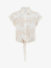 Chemise à nouer à broderies fleuries - Écru - 1