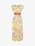 Robe longue imprimé fleuri à manches courtes - Jaune - 1