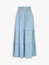 Jupe longue évasée à taille élastiquée fantaisie - Bleu clair - 1