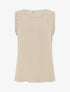 Top sans manches droit à broderies - Beige - 1