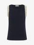 Top sans manches droit à broderies - Marine - 1