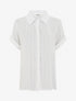 Chemise ample manches courtes à fine rayures irisées - Blanc - 1