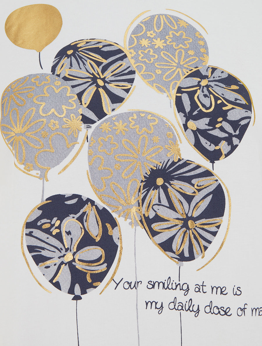 T-shirt à message et motif ballons de baudruche - Marine - 3