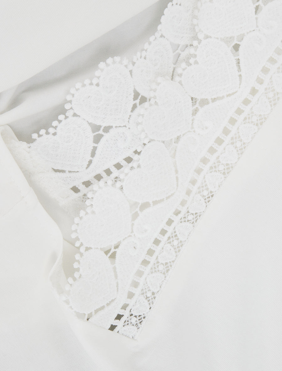 Top droit à épaules en dentelle - Blanc - 3