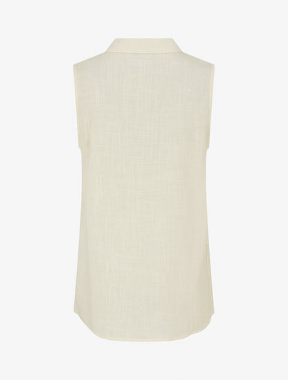 Top droit sans manches en lin mélangé - Beige - 2