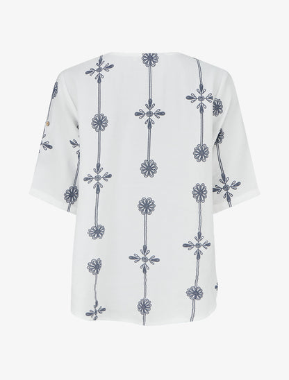 Top ample à manches courtes imprimé floral - Blanc - 2