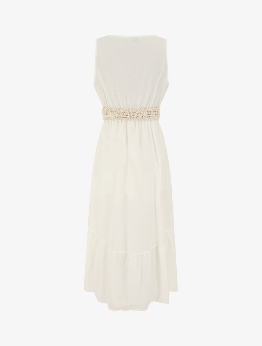 Robe longue à broderie motif cachemire - Écru - 2