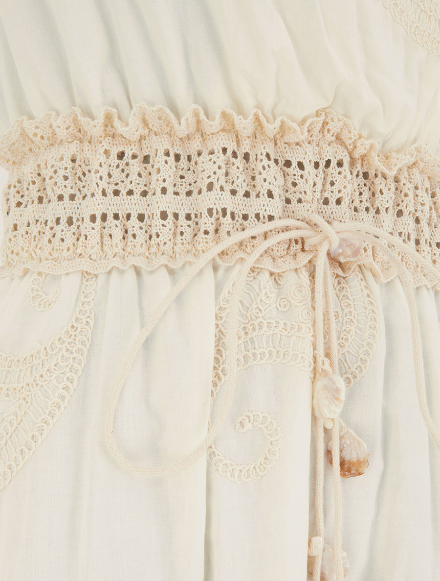 Robe longue à broderie motif cachemire - Écru - 3