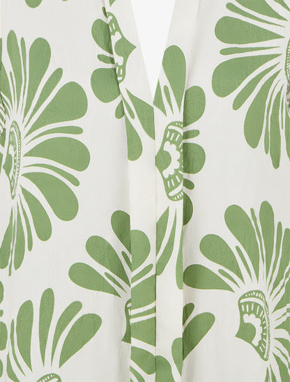 Top sans manches imprimé fleurs stylisées - Vert - 3