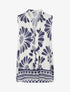 Top sans manches imprimé fleurs stylisées - Marine - 1