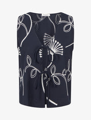 Gilet effet lin sans manches - Marine - 1