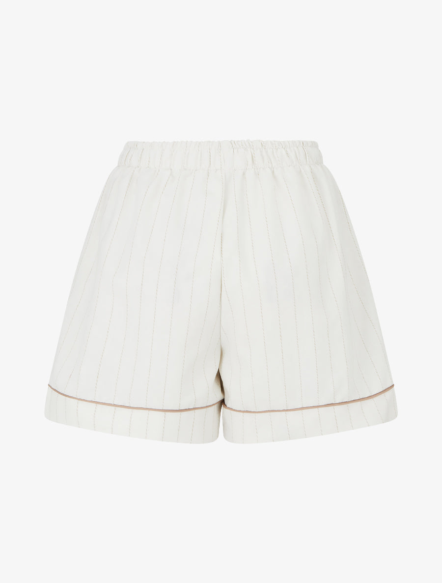 Short droit à fines rayures - Beige - 2