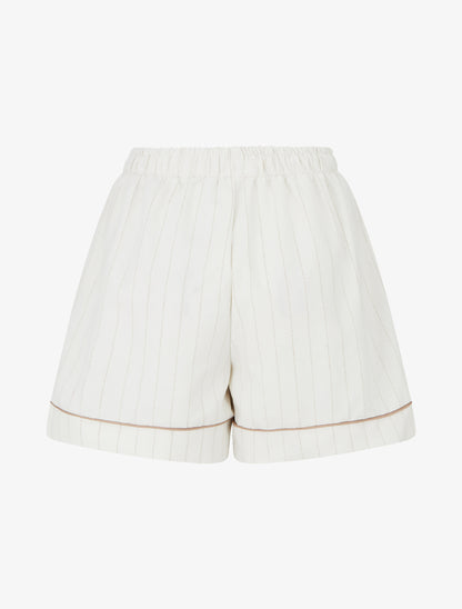 Short droit à fines rayures - Beige - 2