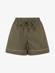 Short droit à fines rayures - Kaki - 1