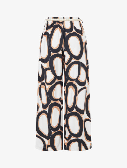 Pantalon droit à taille haute et imprimé graphique - Noir - 2