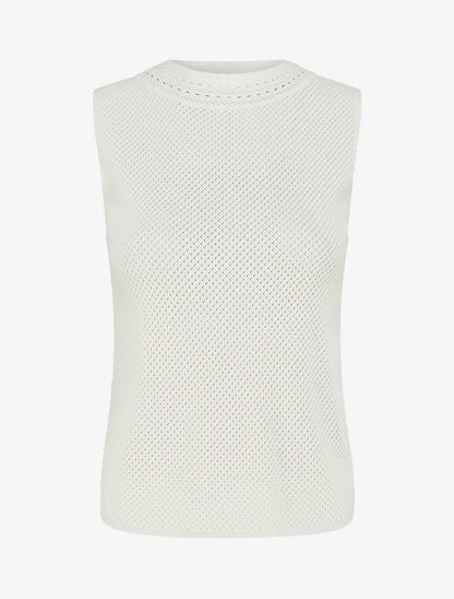 Débardeur en maille ajouré - Blanc - 1