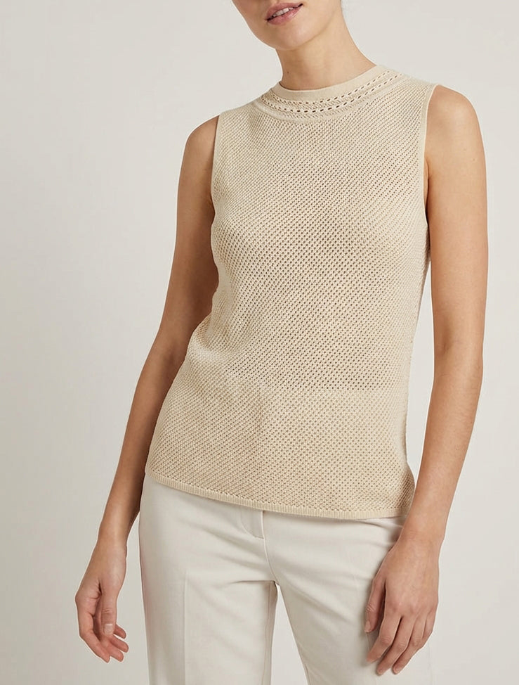 Débardeur en maille ajouré - Beige