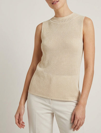 Débardeur en maille ajouré - Beige
