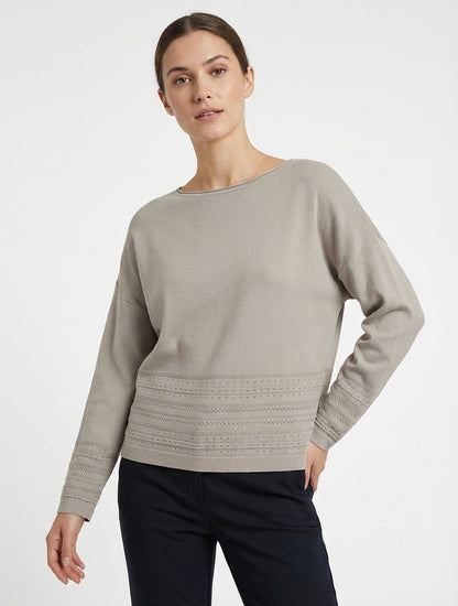 Top droit en maille à bords fantaisie - Taupe