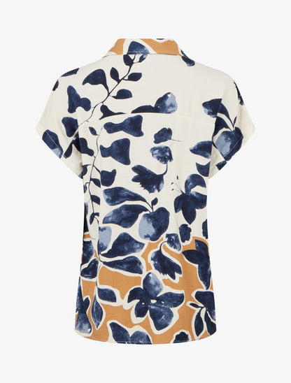 Chemise ample manches courtes imprimé floral - Marine - 2