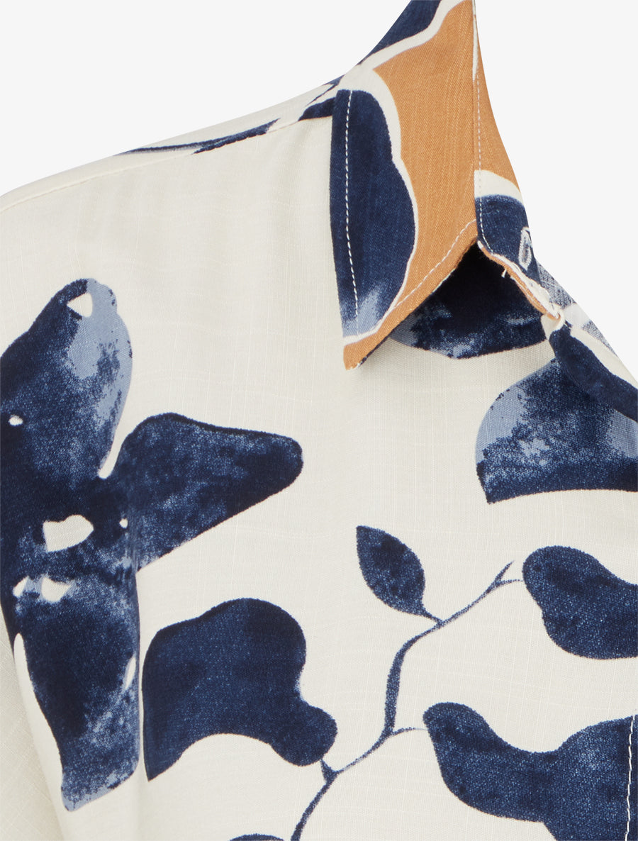 Chemise ample manches courtes imprimé floral - Marine - 3